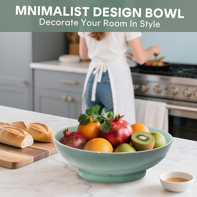 10" Decorative Bowl, Ceramic Fruit Bowl - Image 4