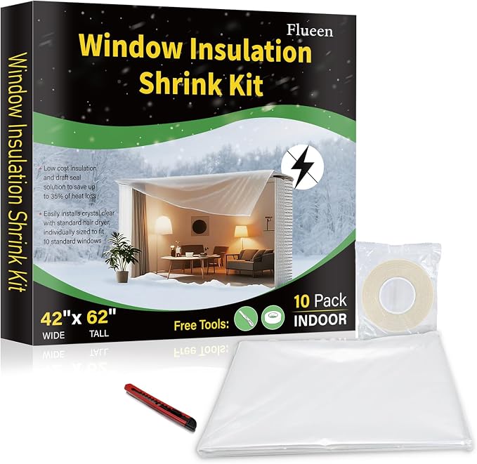 Window Insulation Kit for Winter, Plastic Shrink Film Indoor Thermal Seal to by Flueen