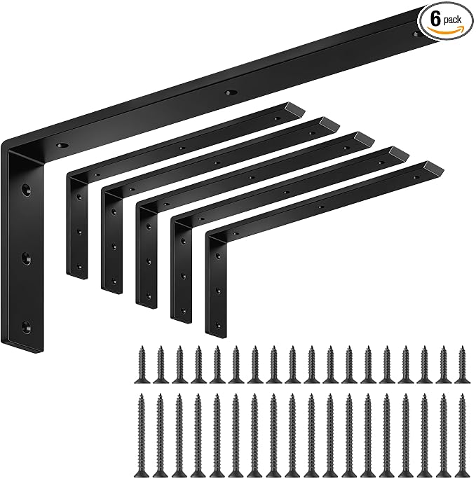 LSK 6PCS Countertop Bracket, L 16"×H 6", Heavy Duty Shelf Bracket, Granite by LSK