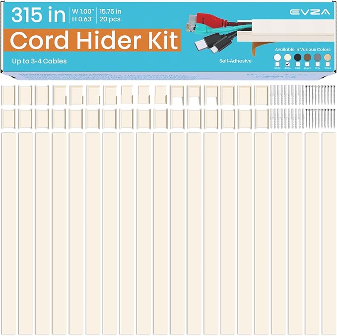 Beige Wire Cover Cable Concealer - 315in Cord Hider Wall Kit - Image 2