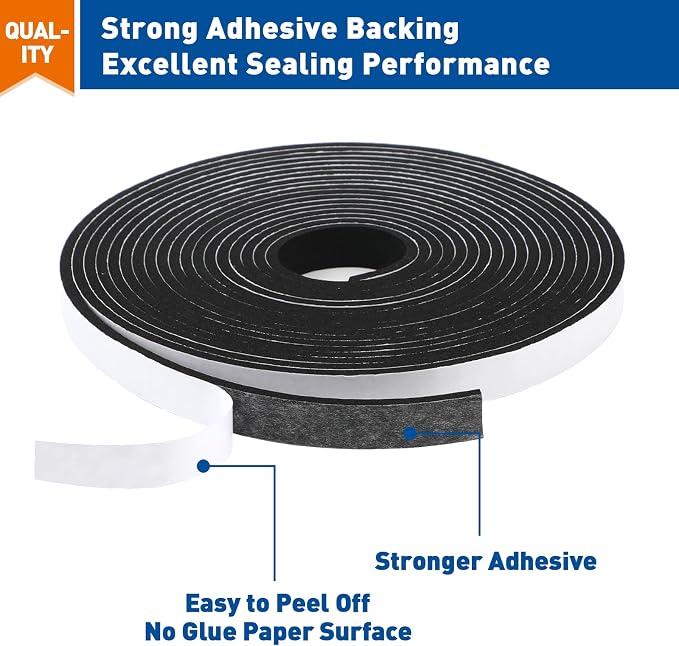 MAGZO 1/2in Wide X 1/8in Thick Weather Stripping Door Seal | Closed Cell Thin - Image 3