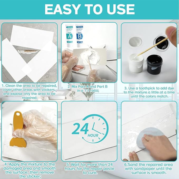 Porcelain Repair Kit, Tile and Shower Repair Kit, Waterproof and Leak-Proof - Image 6