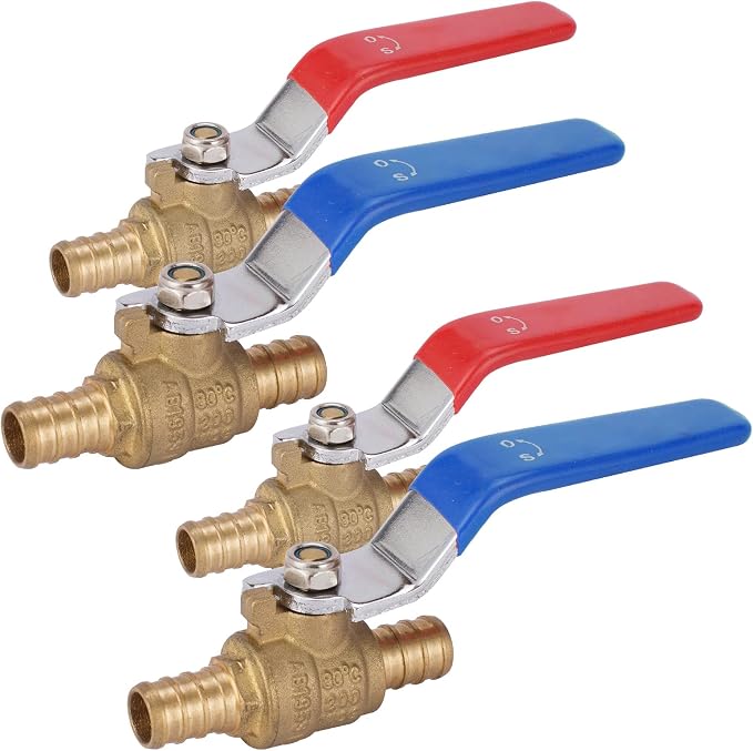 4-Pack GUOFIS 1/2-Inch PEX Crimp Full Port Ball Valve | 1/4 Turn Hot and Cold by GUOFIS