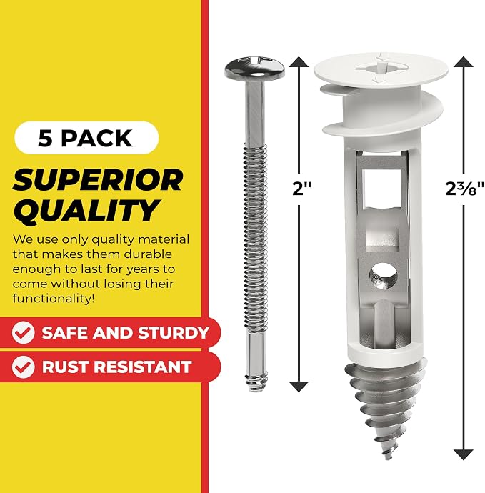 Heavy Duty Drywall Anchors and Screws Kit Including Toggle Anchors & Screws - Image 3
