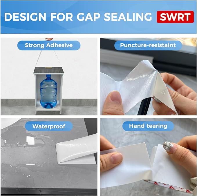 SWRT White Window Weather Sealing Tape 2 in x 90 FT, AC Seal, Residue Free | - Image 7