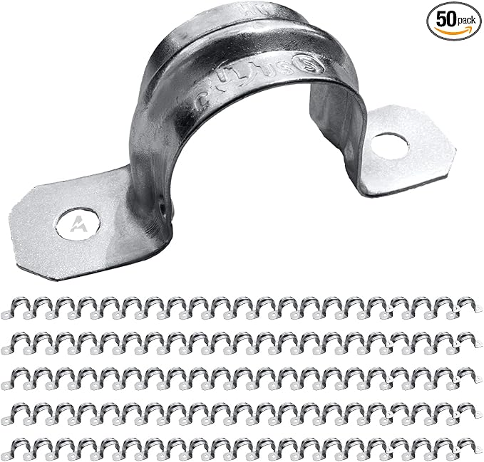 2-Inch EMT Two-Hole Conduit Strap — Reinforced Rib, Heavy-Duty Zinc-Plated by AirmontProducts