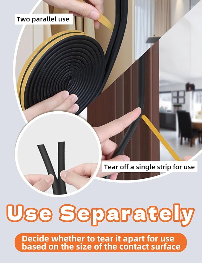 32.8 Ft Weather Stripping Door Seal Strip, Self Adhesive Door Soundproofing D - Image 2