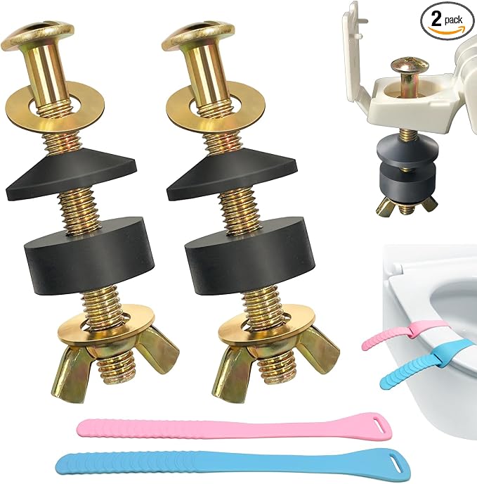 Toilet Seat Screws Replacement Kit, Toilet Seat Bolts Replacement Kit, Metal by POQOD