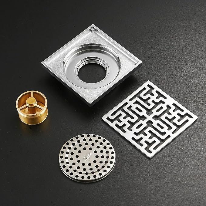 1pc Silver Square Floor Drain 10 * 10cm - Image 4
