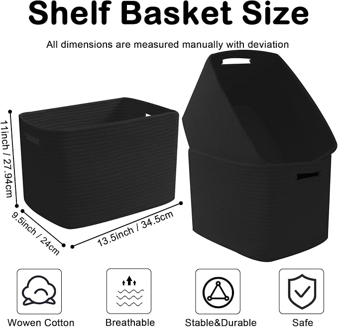 3 Pack Woven Baskets, Storage Baskets - Image 2