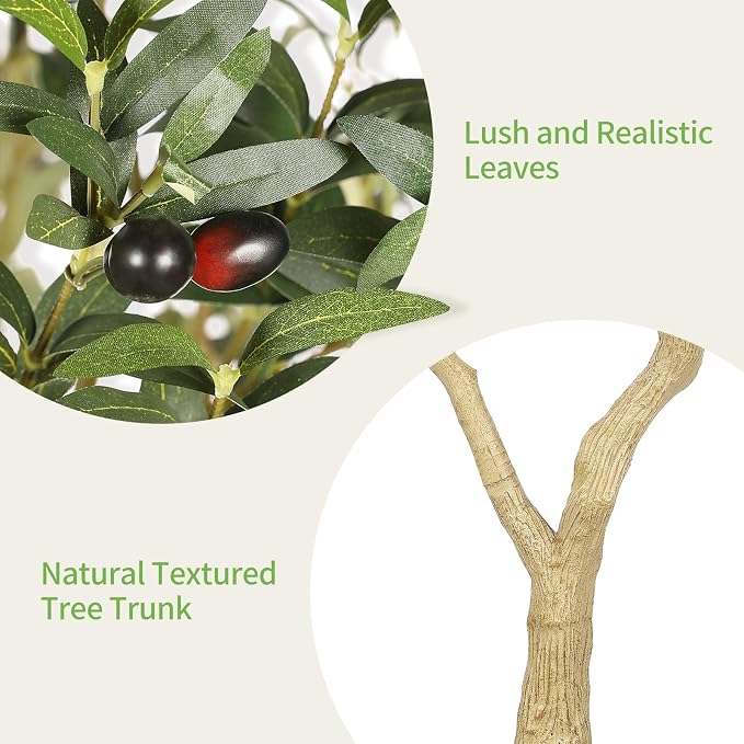 8ft Faux Olive Tree with Tall Exquisite Planter | Realistic Olive Trees - Image 4