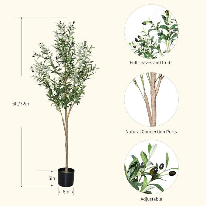 6ft Faux Olive Tree, Artificial Olive Tree Indoor, High Imitation Silk Plant - Image 3