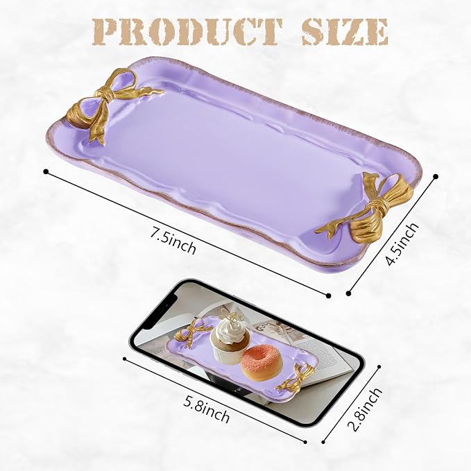 Warmtree Bow Jewelry Tray, Coquette Trinket Dish, Vanity Decor | Decorative Tray - Image 2