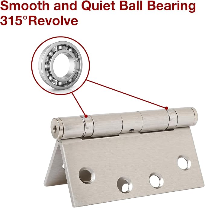 TDCHINGES Heavy Duty Door Hinges Brushed Nickel 4.5 Inch x 4 1/2" Square | 2 - Image 3