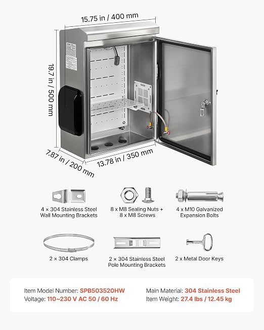 VEVOR Outdoor Electrical Box, Stainless Steel Ventilated Electrical Enclosure - Image 7