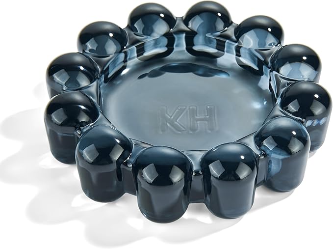 Black Bubble Glass Candle Dish – Modern Clear Glass Candle Holder by khtumeware