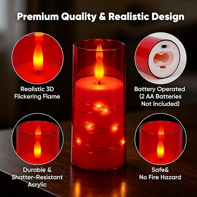 Raycare 18 Pcs Flameless Battery Operated Pillar Candles - Image 5