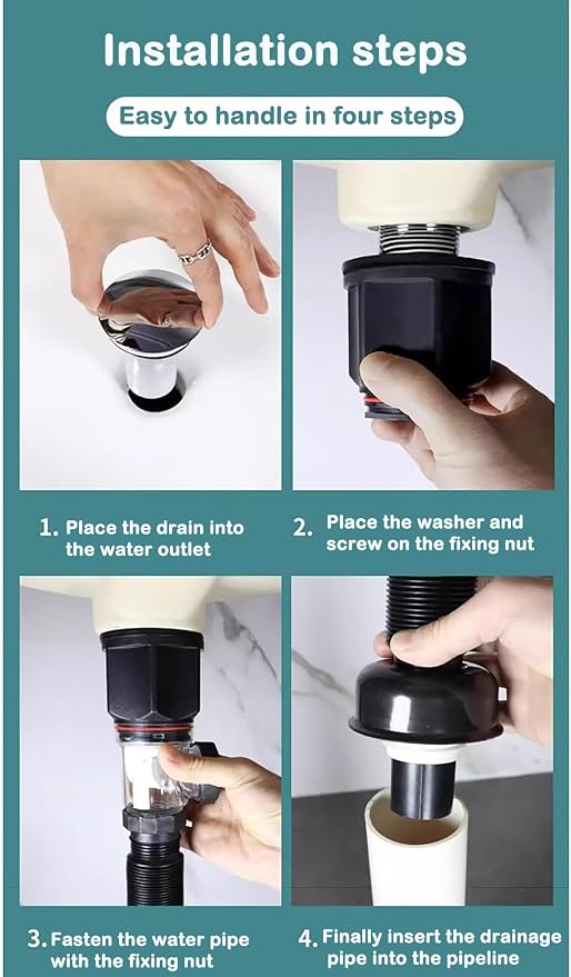 Bathroom Sink Drain Kit with Flexible Expandable P-Trap Pipe Anti-Odor Bathroom - Image 4