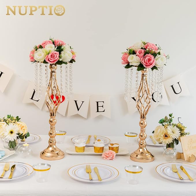Nuptio 10 Pcs Crystal Flower Stand Wedding Centerpieces - Image 3