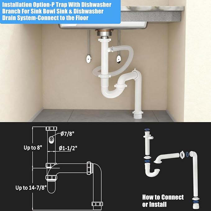 eflyefly 1-1/2 inch Kitchen Sink Drain Kit Include All Necessary Component - Image 3
