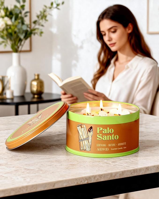 AOOVOO Palo Santo Candle for Meditation & Cleansing - 12oz Scented Candle | 3 - Image 5