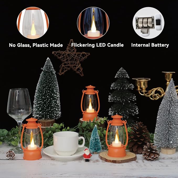 12Pcs Orange Mini Lanterns for Fall Halloween Thanksgiving & Western Camping - Image 6