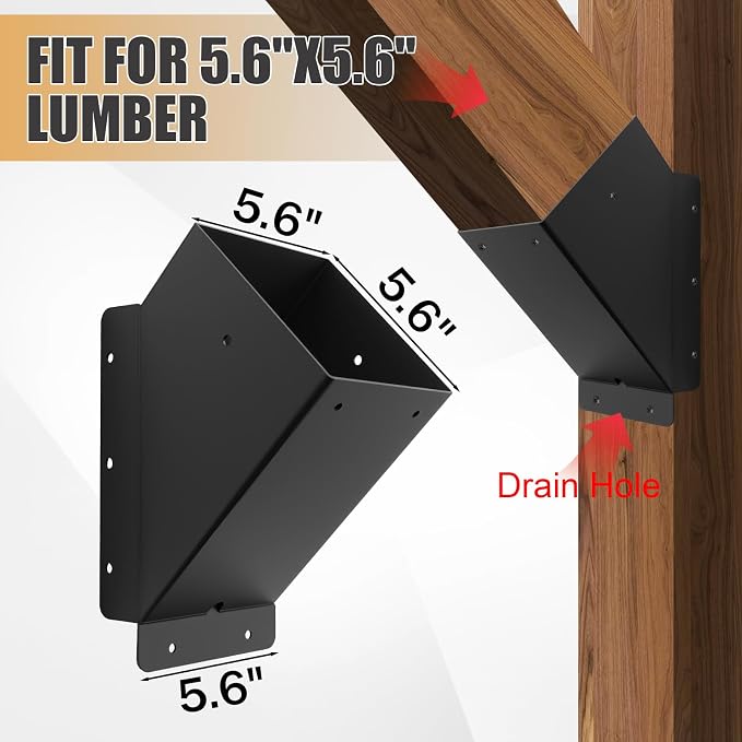4 Pcs 6"x 6" 45°Angle Support Brackets| | Heavy Duty Carbon Steel Metal Corner - Image 2