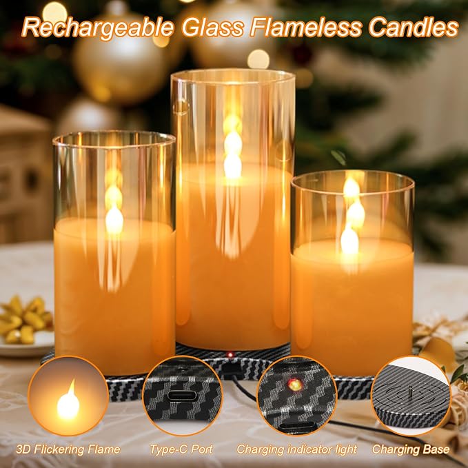 GenSwin Glass Rechargeable Flameless Candles - Image 4