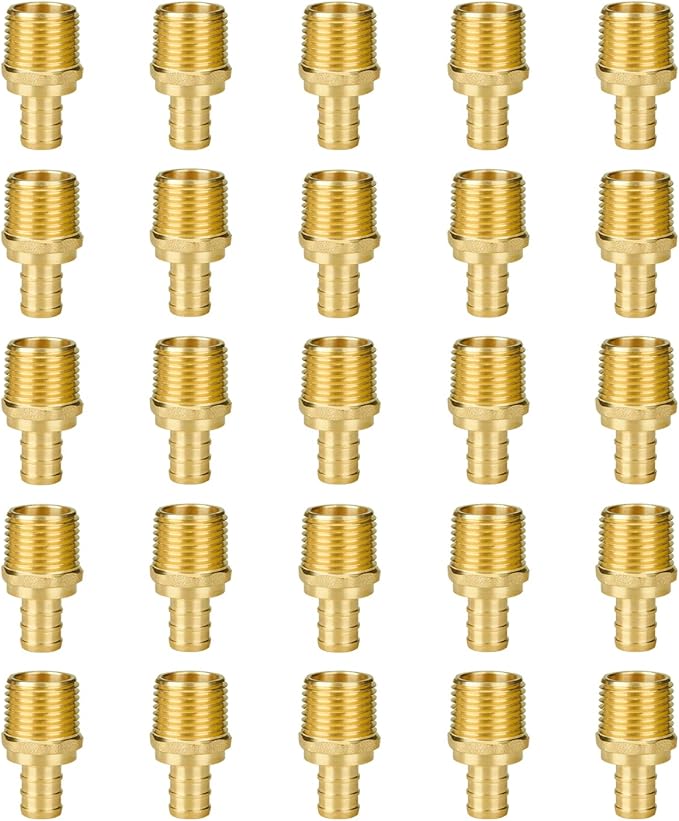 25-Pack 1/2" NPT to 1/2" PEX Male Adapter | Brass by SUNGATOR