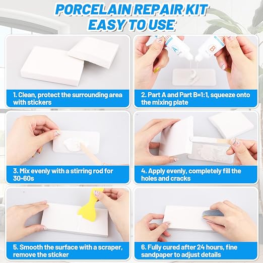 Bath Repair Kit White 100g, Chip & Pedestal Crack Hole Scratches Repair | - Image 2