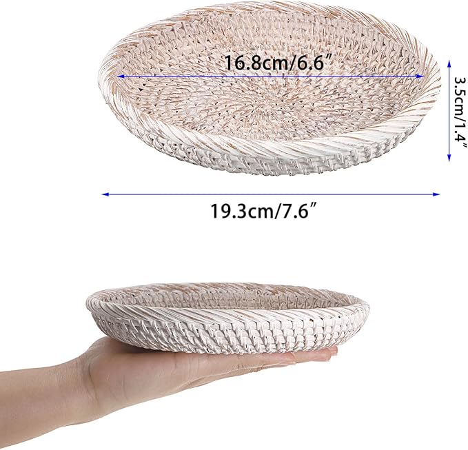 Hipiwe Small Key Basket Bowl for Entryway 7.6" Round Woven Wicker Basket | - Image 5