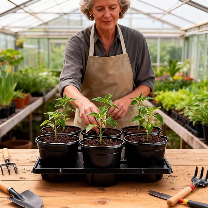 RooTrimmer 6 Inch Plastic Plant Pots 30 Pack and 6 Cell Nursery Pots Trays 5 - Image 6