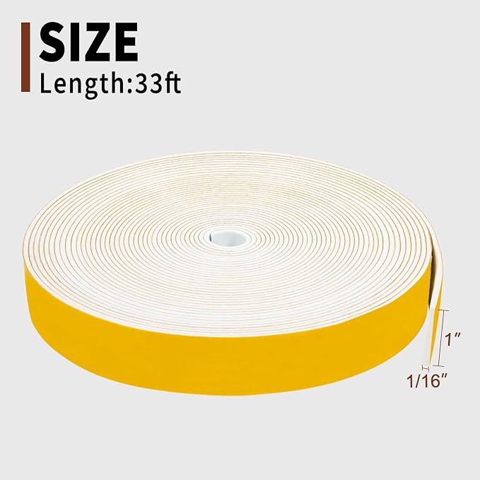 Yotache White Foam Strips Adhesive 1" x1/16, 33 Feet Long | Close Cell Foam - Image 4