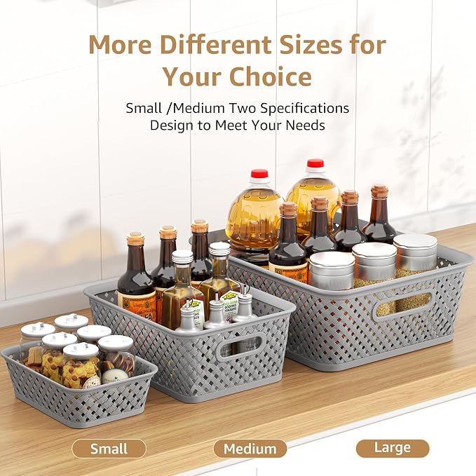 MaxGear 3 Pack Plastic Storage Baskets, Suitable - Image 4