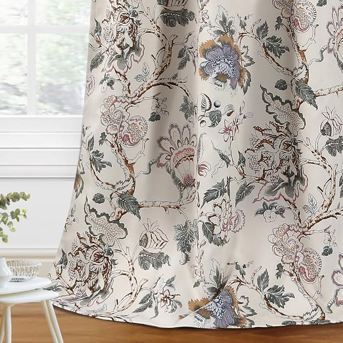 H.VERSAILTEX Blackout Curtains 84 Inch Length 2 Panels Set Floral Print Curtain by HVERSAILTEX