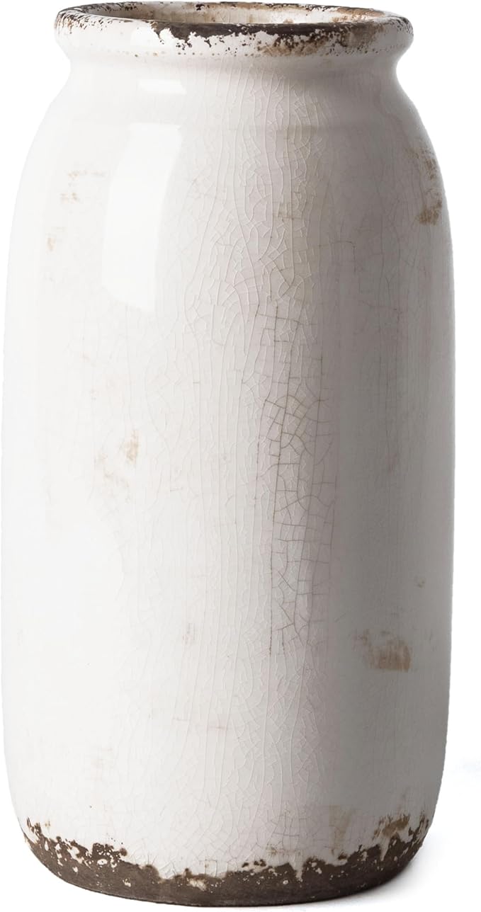 VICTOR & TERESA Rustic White Vase by VICTORTERESA
