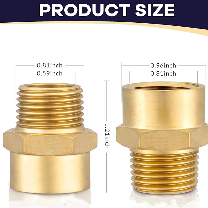 2Pieces Brass Plumbing Connector 1/2Inch G Thread to Male Thread Conversion - Image 8