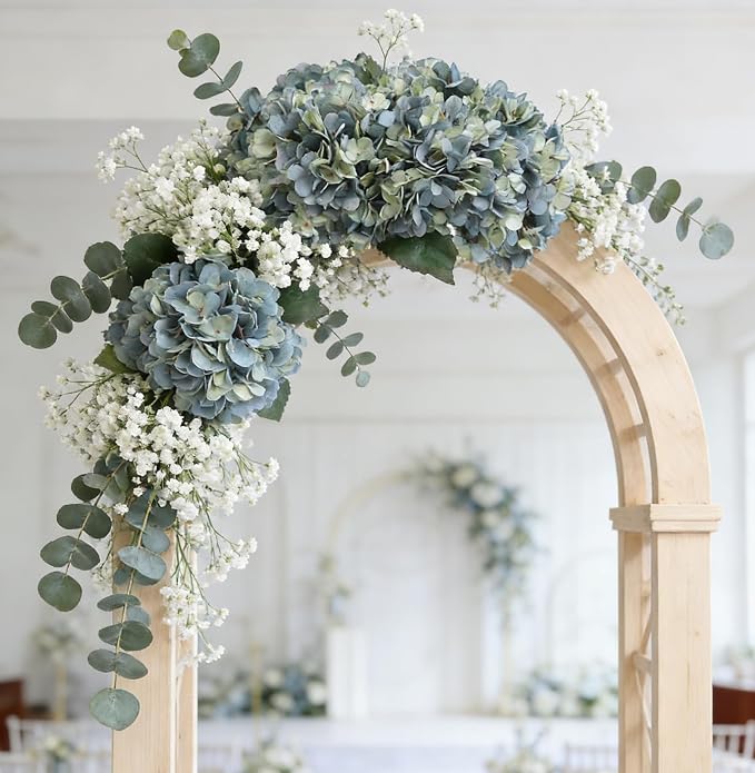 Kimura's Cabin 6pcs Silk Hydrangeas Artificial Flowers, Deep Lake Blue | - Image 6