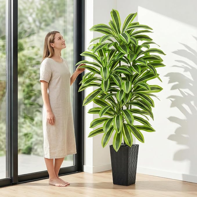 Artificial Yellow Dracaena Tree Indoor, 6FT Tall Fake Floor Plants - Image 8