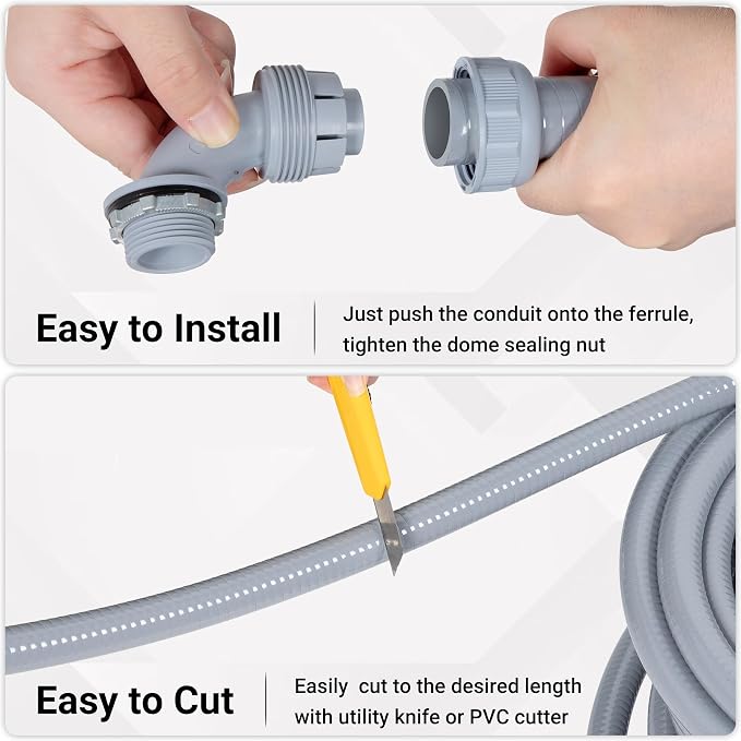 Neoaider 1/2 Inch 50FT Liquid Tight Conduit Kit | Flexible Non Metallic - Image 6