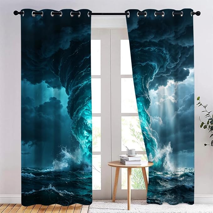 Ocean Storm Curtains 2 Panels by Unknown