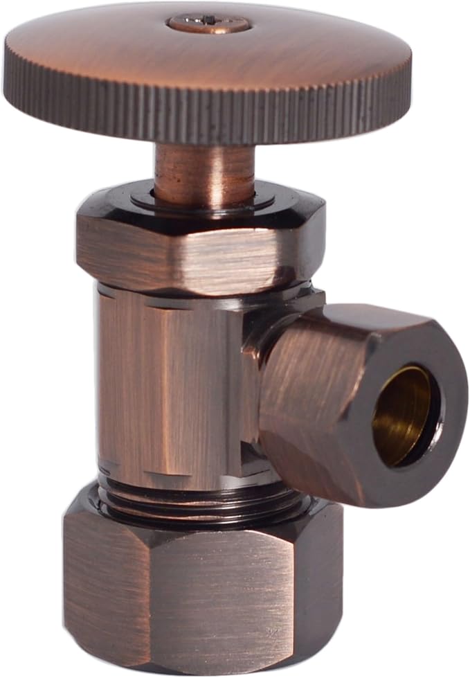 Westbrass A105-11 Round Handle Angle Stop Shut Off Valve, 1/2" Copper Pipe Inlet by Westbrass