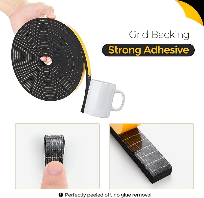 Ravinte Weather Stripping Door Seal, 1/2 x 1/2 Adhesive Foam Tape, 13 FT | - Image 2