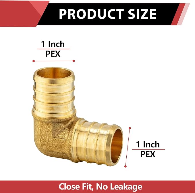 2PACK EFIELD 1-Inch Pex Elbow Barb Crimp Brass Fitting | - Image 2