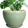 Ceramicfor Ceramic Planter Pot, 10 Inch Plant Pot, Reactive Green | Decorative by Ceramicfor