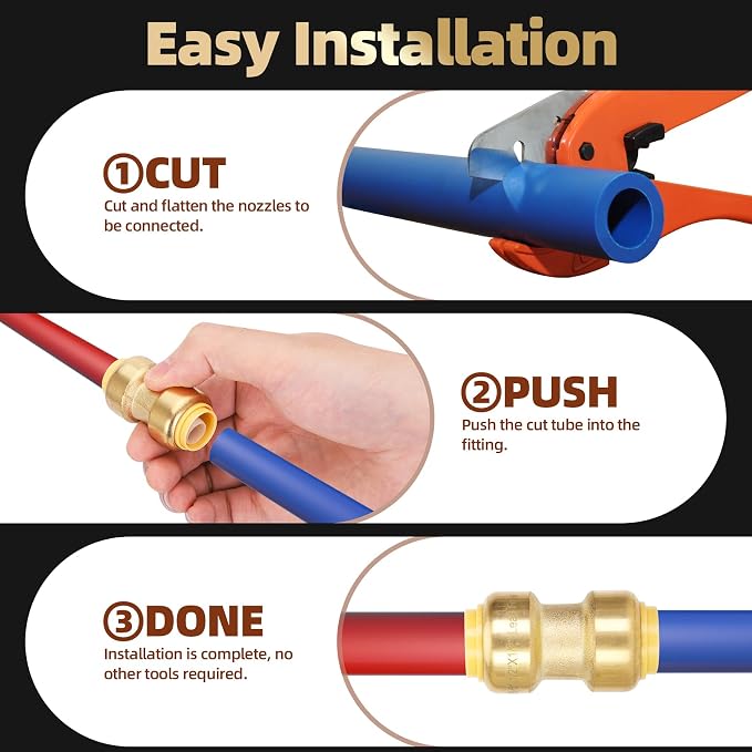 1/2" Push to Connect Fittings, PEX Pipe Fitting 1/2 Inch Set, - Image 6