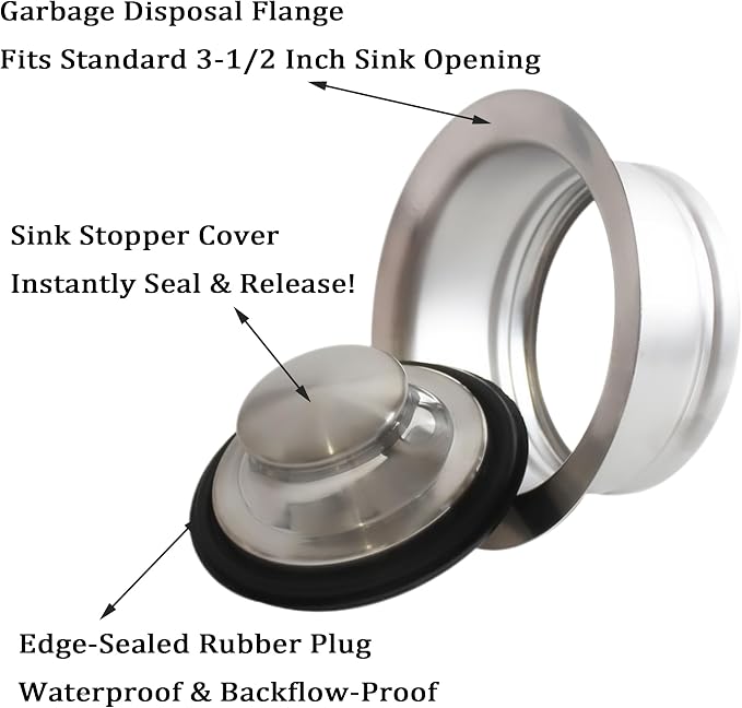 Kitchen Sink Flange for Garbage Disposal and Sink Stopper Stainless Steel - Image 3