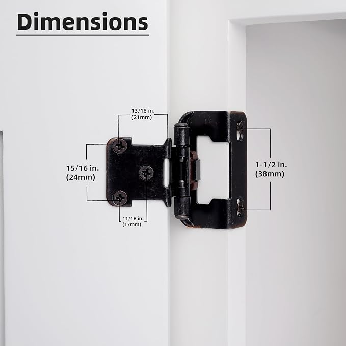 10 Pack Oil Rubbed Bronze Cabinet Hinges - Image 3