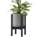 D'vine Dev Ceramic Pot with Ebony Wood Stand, 8 in, 55-B-M-3 | Mid-Century by DvineDevPlanterPotsandStand