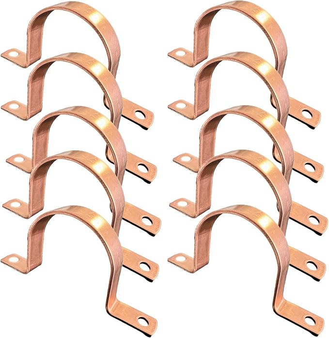 EZ-FLUID 1-1/2" Genuine Real Copper Pipe Strap Clamp Hanger by EZ-FLUIDPlumbingProducts